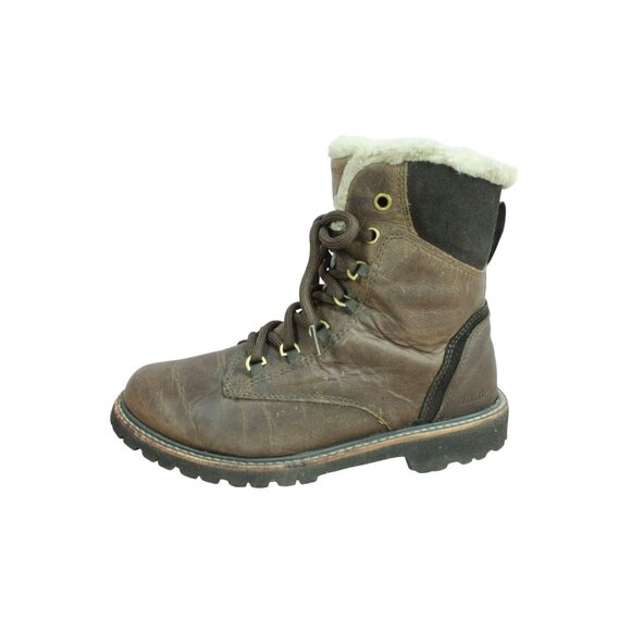LL Bean Women's Brown Leather Water Resistant Fleece Lined Cozy Boots Size 6.5 M - Picture 1 of 9